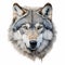 Realistic Wolf Portrait On White Background - High Resolution 8k Art