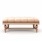 Realistic Wood Bench With Cream Leather Seat - Retro Hollywood Glamour