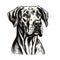 Realistic Woodcut Illustration Of A Great Dane Dog