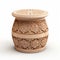 Realistic Wooden Carved Stool: Detailed Rendering And Arabesque Design