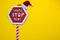 Realistic wooden Christmas Red stop sign with text Santa Stop Here