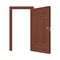 Realistic wooden door fully open all the way with empty isolated frame