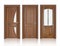 Realistic wooden doors design icon set in different styles