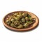 Realistic Wooden Plate With Artichokes And Okra Dish