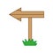 Realistic wooden pointer, billboard, signboard. blank pointer wood texture. Arrow road guidepost. Vector illustration.