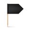 Realistic wooden toothpick with black paper flag. Location mark, map pointer. Blank mockup for advertising and