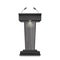 Realistic Wooden Tribune Isolated Vector. With Two Microphones. Dark Wooden Podium Stand Sign Rostrum. Illustration For