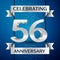 Realistic Years Anniversary Celebration design banner. Silver number, confetti and ribbon on blue background. Colorful