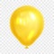 Realistic yellow balloon, isolated on transparent background.