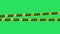 Realistic yellow and black ribbon with text DANGER on green background.