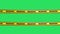 Realistic yellow and black ribbon with text WARNING on green background.