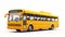 Realistic Yellow Bus On White Background - New York School Style