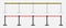 Realistic yellow and red retractable belt stanchion. Crowd control barrier posts with caution strap. Queue lines