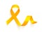 Realistic yellow ribbon. World childhood cancer awareness symbol, vector illustration.