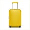 Realistic yellow wheeled travel bag with hand.