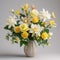 Realistic Yellow And White Flower Vase 3d Model With Muted Tonalities