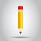 Realistic yellow wooden pencil with rubber eraser icon in flat style. Highlighter vector illustration on white background.