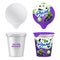 Realistic Yogurt Package Icon Set