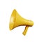 Realistic yollow megaphone or bullhorn speaker Isolated modern megaphone speaker on white background - 3D rendering