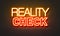 Reality check neon sign on brick wall background.