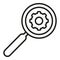 Realization gear magnifier icon outline vector. Mental balance search