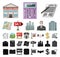 Realtor, agency cartoon, black icons in set collection for design. Buying and selling real estate vector symbol stock