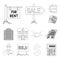 Realtor, agency outline icons in set collection for design. Buying and selling real estate vector symbol stock web