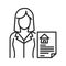 Realtor black line icon. Expert who is engaged in real estate transactions. Pictogram for web page, mobile app, promo. UI UX GUI