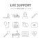 Reanimation symbols. Life support line icons