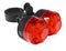 Rear bike lamp, plastic in a red color.