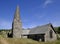 Rear corner view of St Enodoc`s Church, Trebetherick, Cornwall, UK