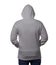 Rear man wearing grey hoodie isolated on white, men`s back
