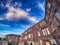 Rear Of Scottish Tenement Closes With Blue Sky