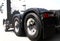 Rear of Semi Truck Wheels Tires. Rubber New Tyres. Chrome Wheels. Freight Trucks Transport.