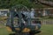 Rear view of air boat on display at military theme park