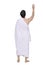 Rear view of asian muslim with ihram cloth standing