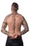 Rear View Of Back Tattooed Man