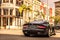 Rear view of a black Dodge Viper SRT.