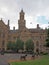 Rear view of bradford city hall in west yorkshire a victorian gothic revival sandstone building with statues and clock tower