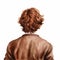 Rear View Brown Shoulder Length Wig With Watercolour Background Clipart