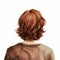 Rear View Brown Shoulder Length Wig With Watercolour Background Clipart