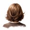 Rear View Brown Shoulder Length Wig With Watercolour Background Clipart