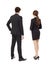 Rear view businessman and businesswoman