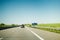 Rear view of car on French highway