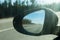 Rear view car mirror with defocused Road reflection