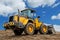 Rear view of diesel wheel loader bulldozer