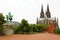 Rear view of Equestrian Statue of Kaiser Wilhelm II with Cologne Cathedral on the background, Germany