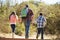 Rear View Of Father And Children Hiking