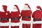 Rear View Of Four Men Dressed In Santa Claus Outfits