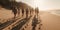 Rear view of a group of friends walking together on a sandy beach, leaving footprints in the sand as they enjoy each